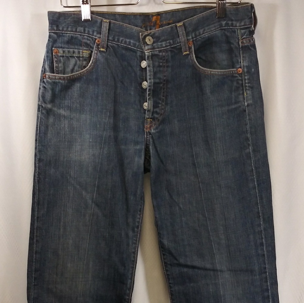 7 For All Mankind Button Fly Relaxed Blue Jeans